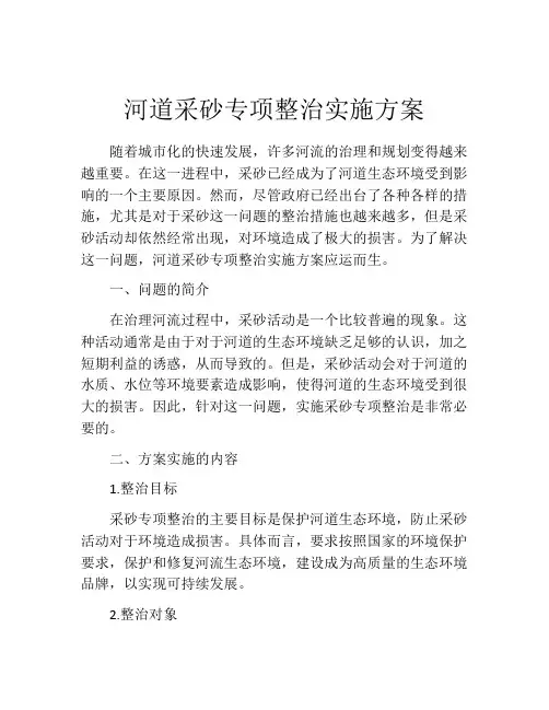 河道采砂专项整治实施方案