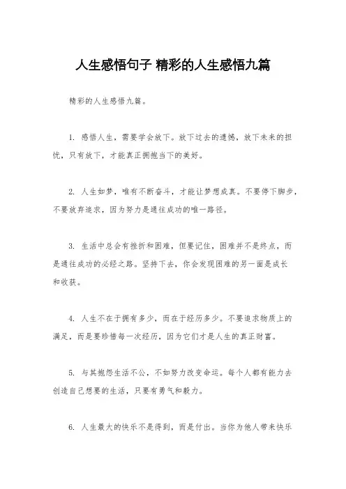 人生感悟句子 精彩的人生感悟九篇