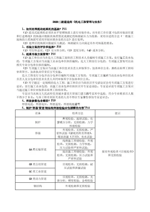2020二建机电实务--必背案例考点