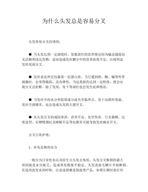 为什么头发总是容易分叉