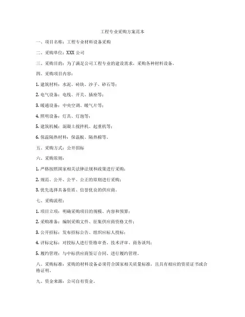 工程专业采购方案范本
