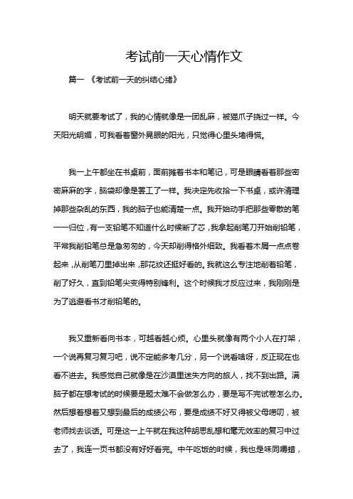 考试前一天心情作文