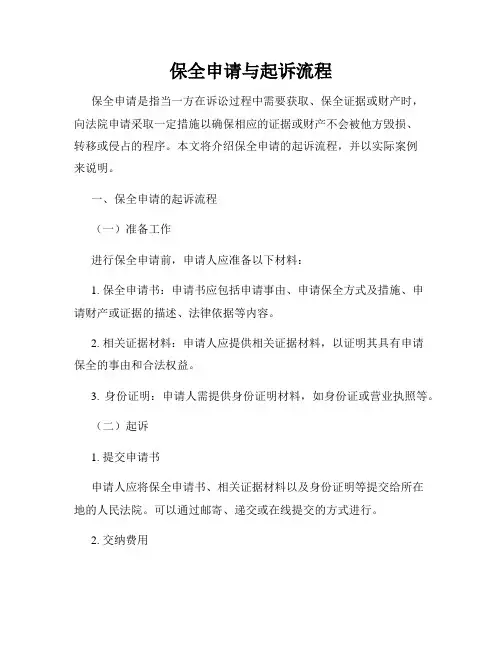 保全申请与起诉流程