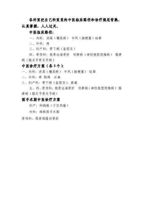 临床路径和诊疗规范MicrosoftWord文档