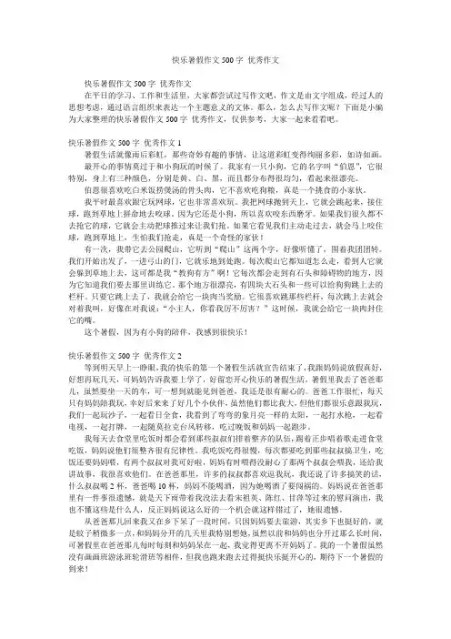 快乐暑假作文500字_优秀作文15篇