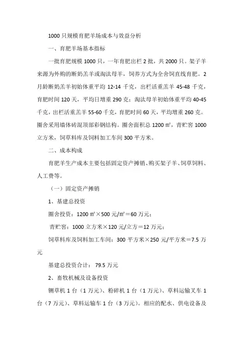 育肥羊场成本与效益分析
