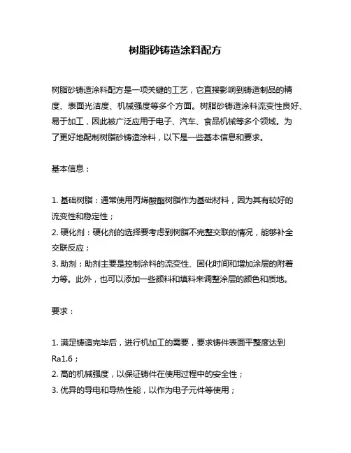 树脂砂铸造涂料配方