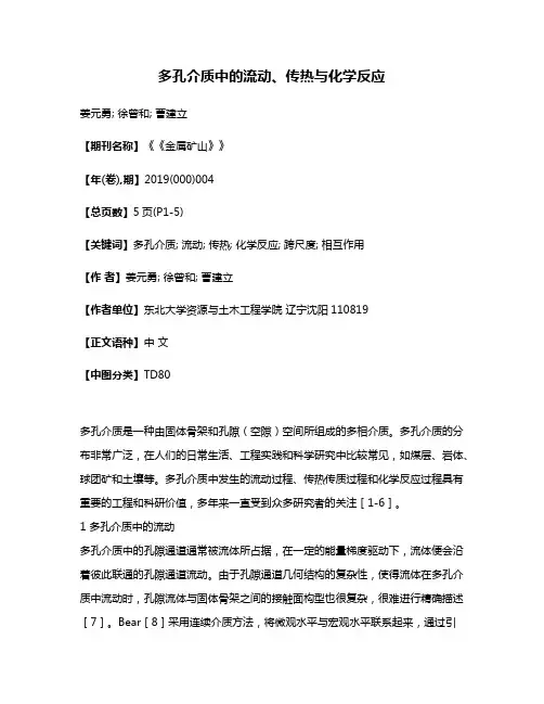 多孔介质中的流动、传热与化学反应