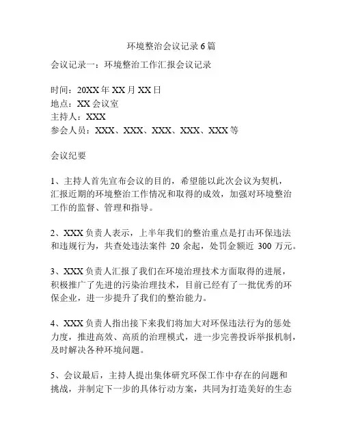 环境整治会议记录6篇
