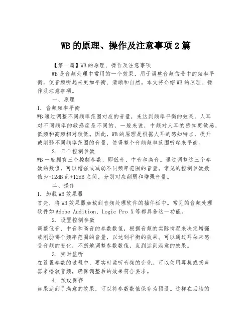 WB的原理、操作及注意事项2篇