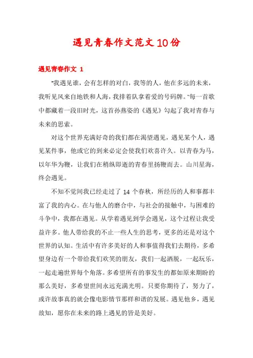 遇见青春作文范文10份