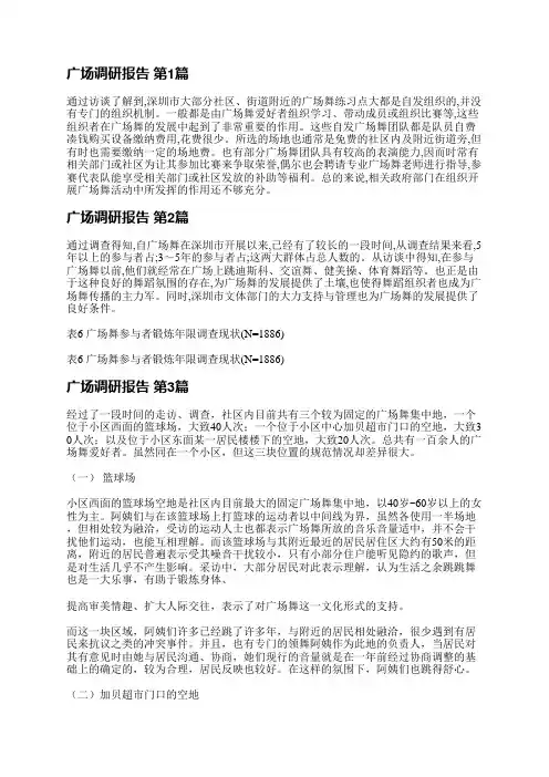 广场调研报告(优选4篇)