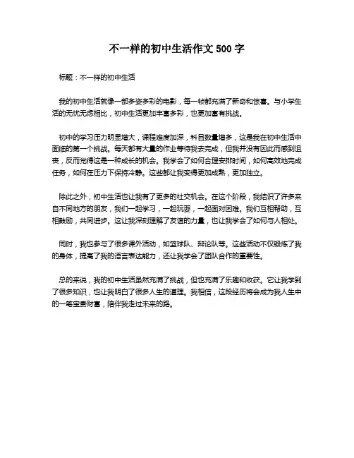 不一样的初中生活作文500字