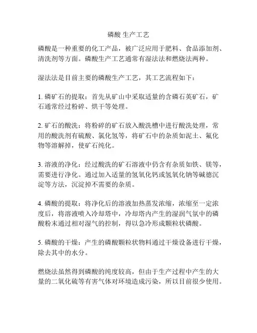 磷酸 生产工艺