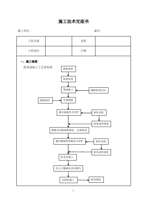 框架涵施工技术交底
