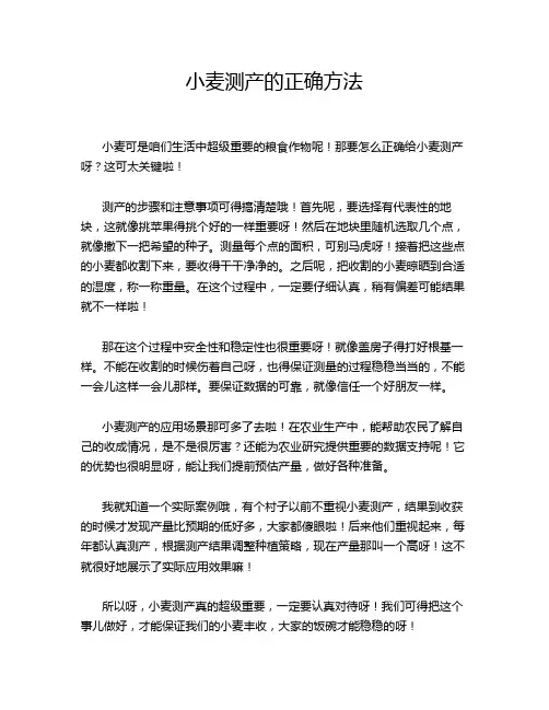 小麦测产的正确方法
