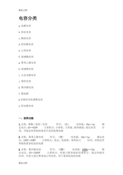 (整理)电容分类与运用