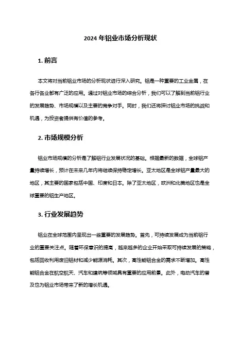 2024年铝业市场分析现状