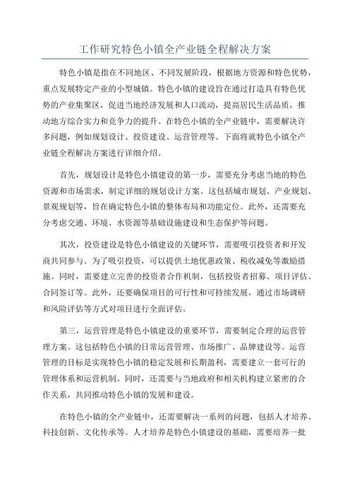 工作研究特色小镇全产业链全程解决方案