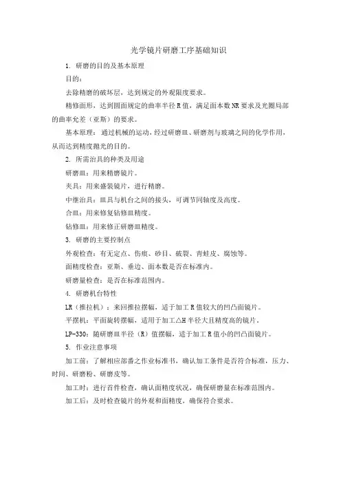 光学镜片研磨工序基础知识