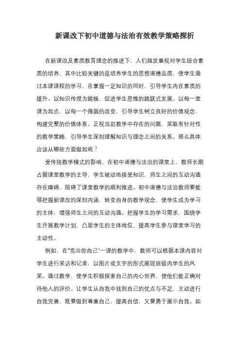 新课改下初中道德与法治有效教学策略探析
