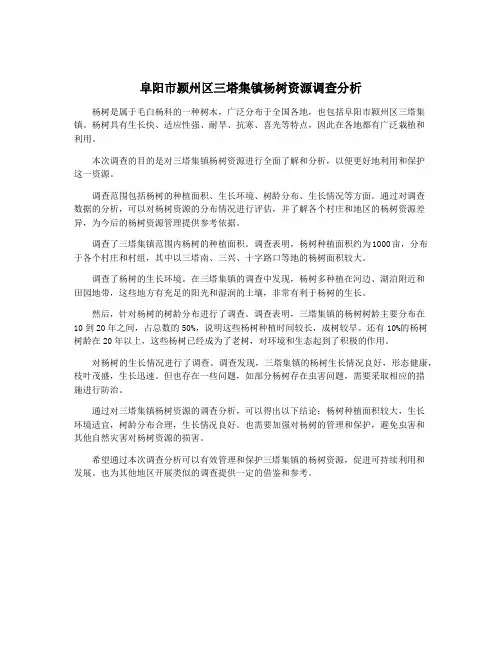 阜阳市颍州区三塔集镇杨树资源调查分析