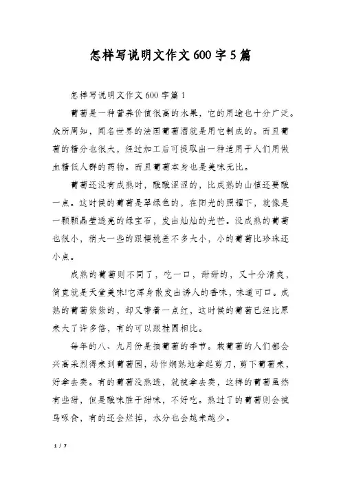 怎样写说明文作文600字5篇