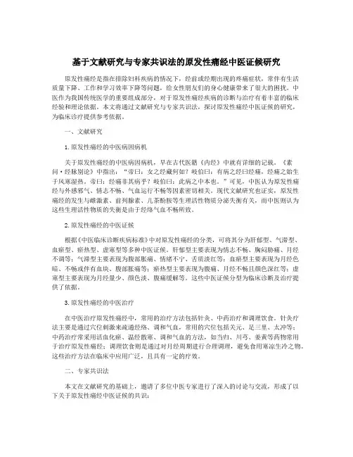 基于文献研究与专家共识法的原发性痛经中医证候研究