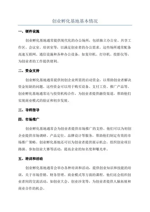 创业孵化基地基本情况
