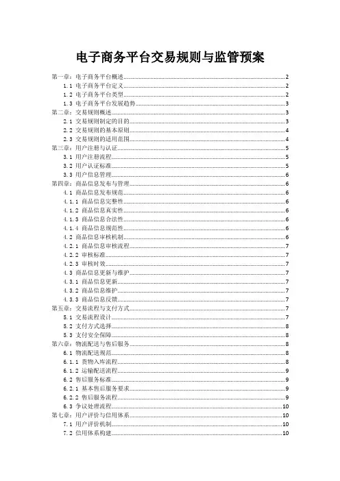电子商务平台交易规则与监管预案