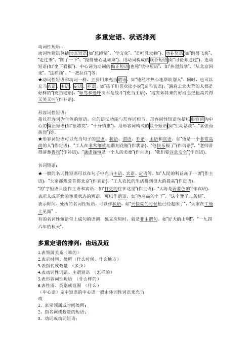 多重定语、状语排列