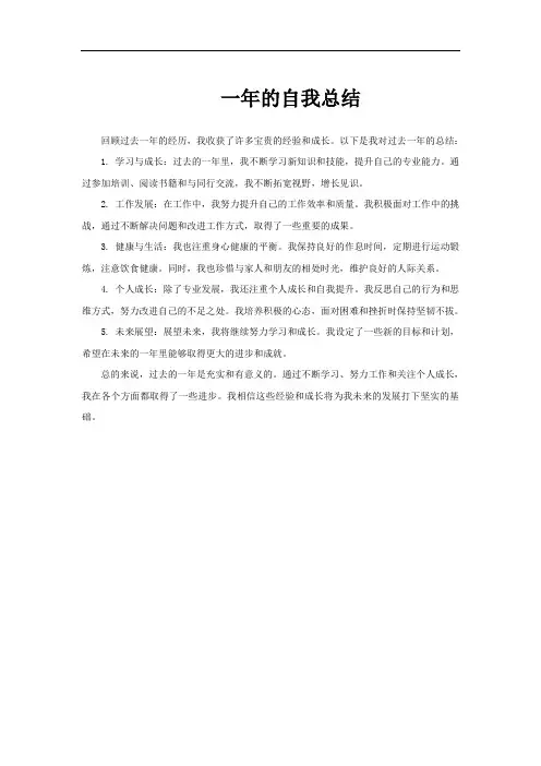 一年的自我总结
