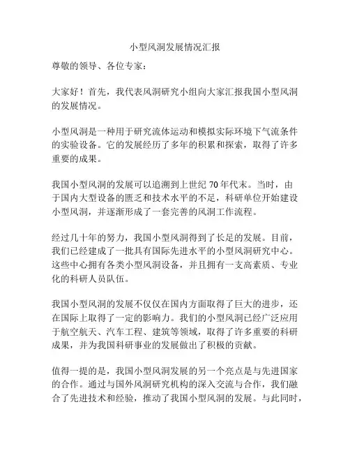 小型风洞发展情况汇报