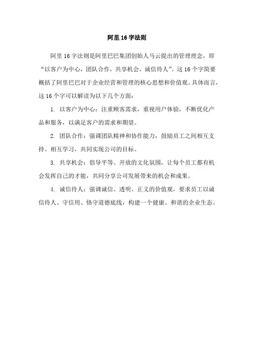 阿里16字法则