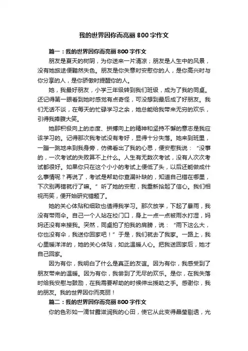 我的世界因你而亮丽800字作文