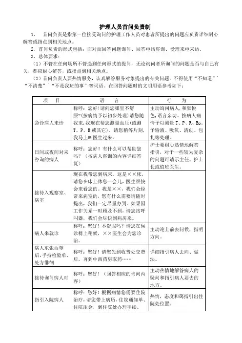 护理人员首问负责制