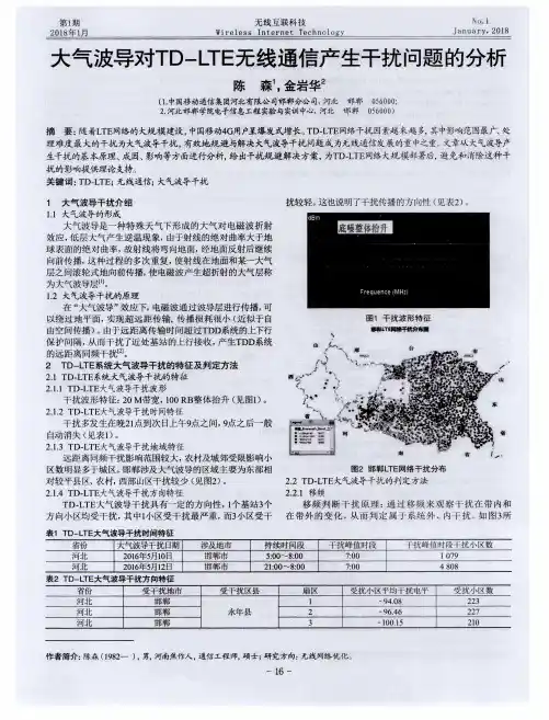 大气波导对TD—LTE无线通信产生干扰问题的分析