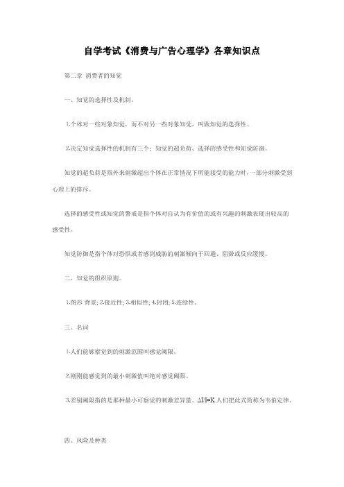 自学考试《消费与广告心理学》各章知识点