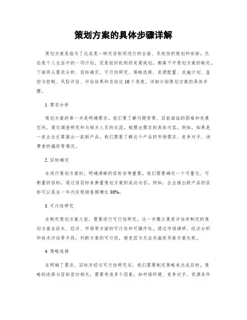 策划方案的具体步骤详解