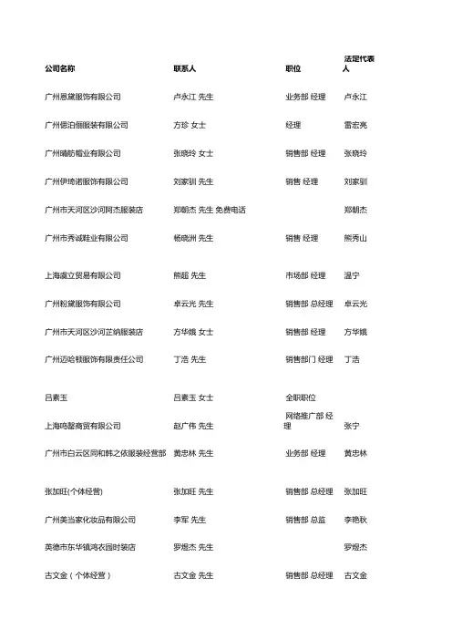 广东广州企业名录