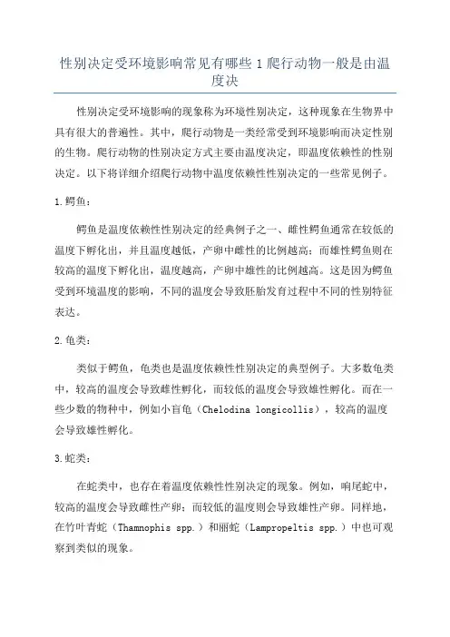 性别决定受环境影响常见有哪些1爬行动物一般是由温度决
