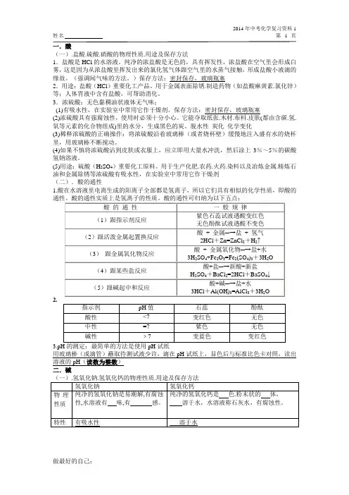 2014中考化学复习资料1