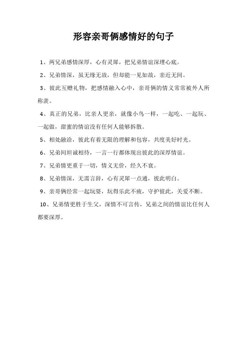形容亲哥俩感情好的句子