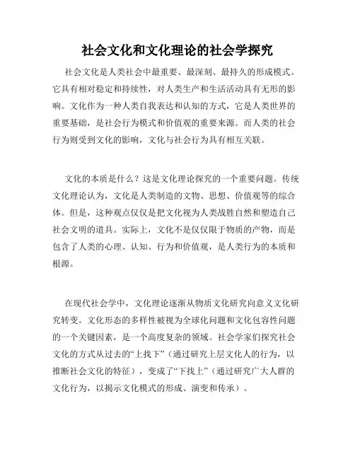 社会文化和文化理论的社会学探究