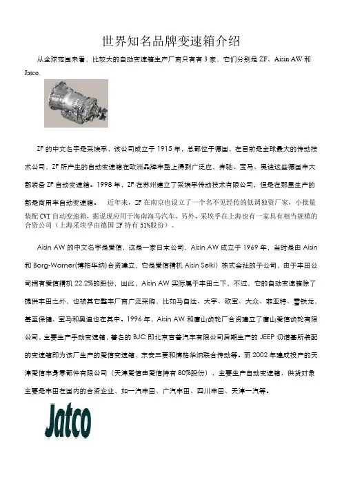 世界知名品牌变速箱介绍