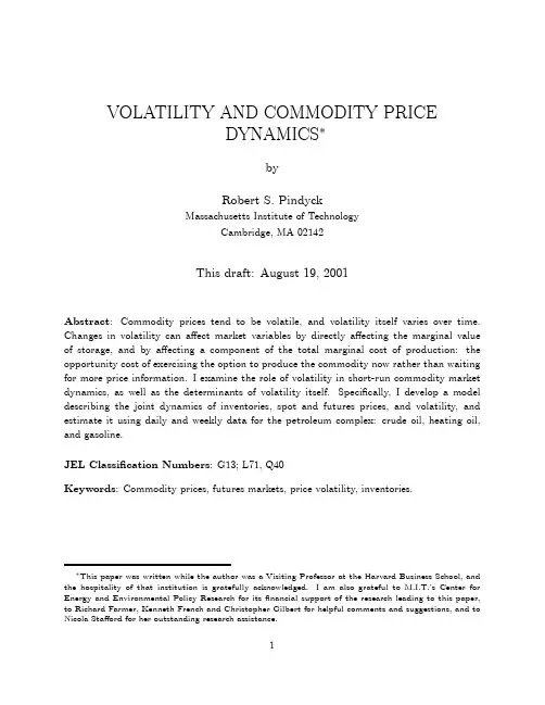 Volatility and Commodity Price Dynamics