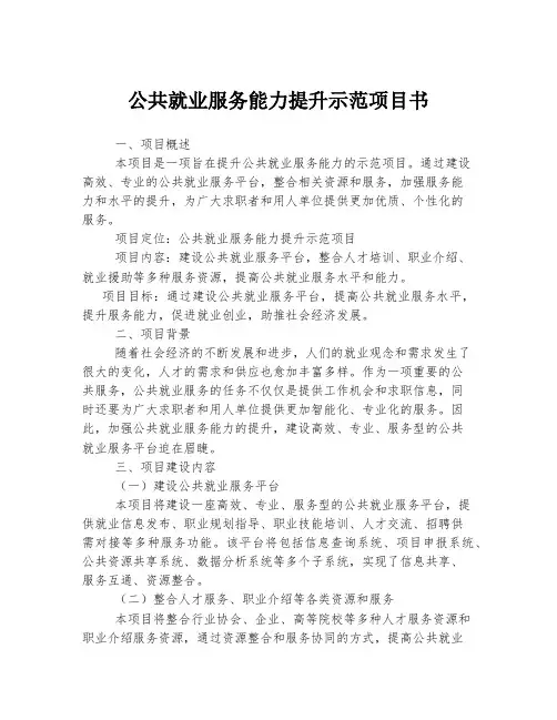 公共就业服务能力提升示范项目书