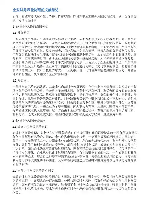 文献综述范文会计风险