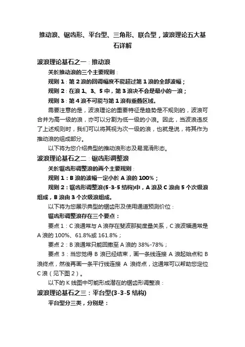 推动浪、锯齿形、平台型、三角形、联合型，波浪理论五大基石详解