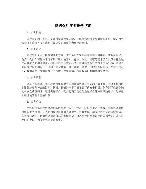 网络银行实训报告 PDF